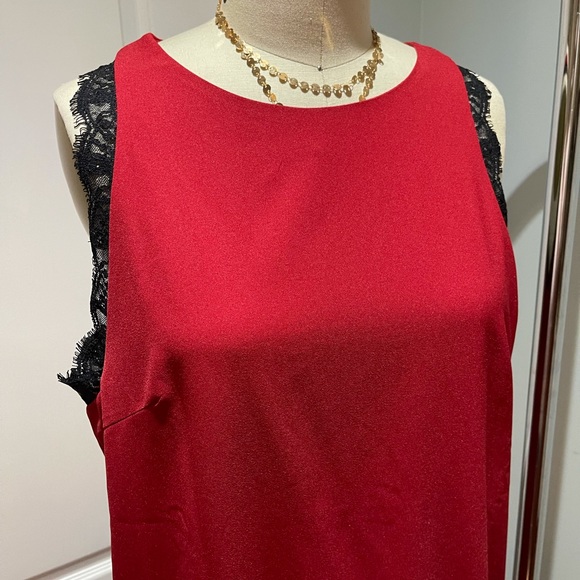 Forever 21 Red Lace Trim Sleeveless Slip Dress L - Picture 3 of 8